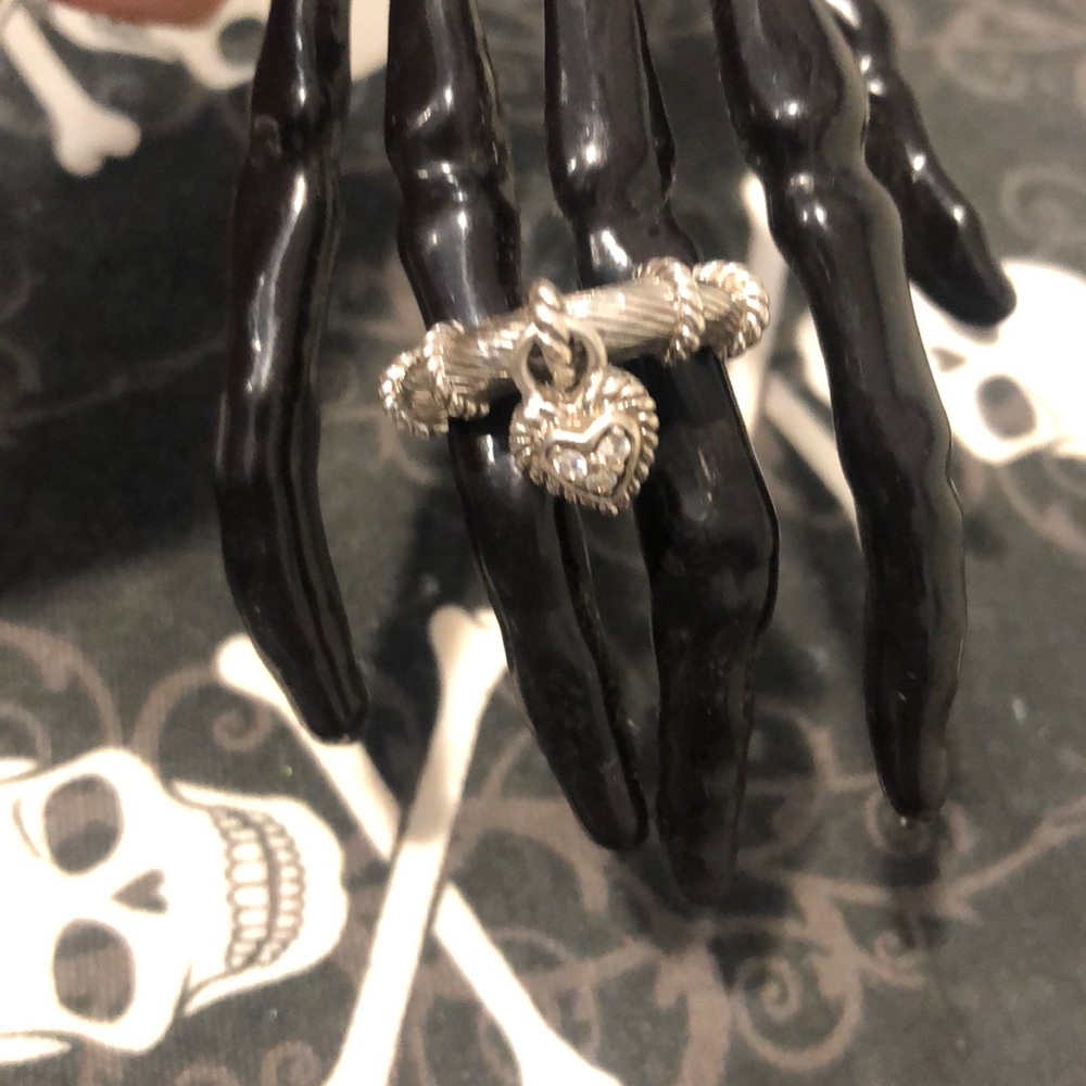 Judith Ripka Sterling Silver Heart Charm Ring